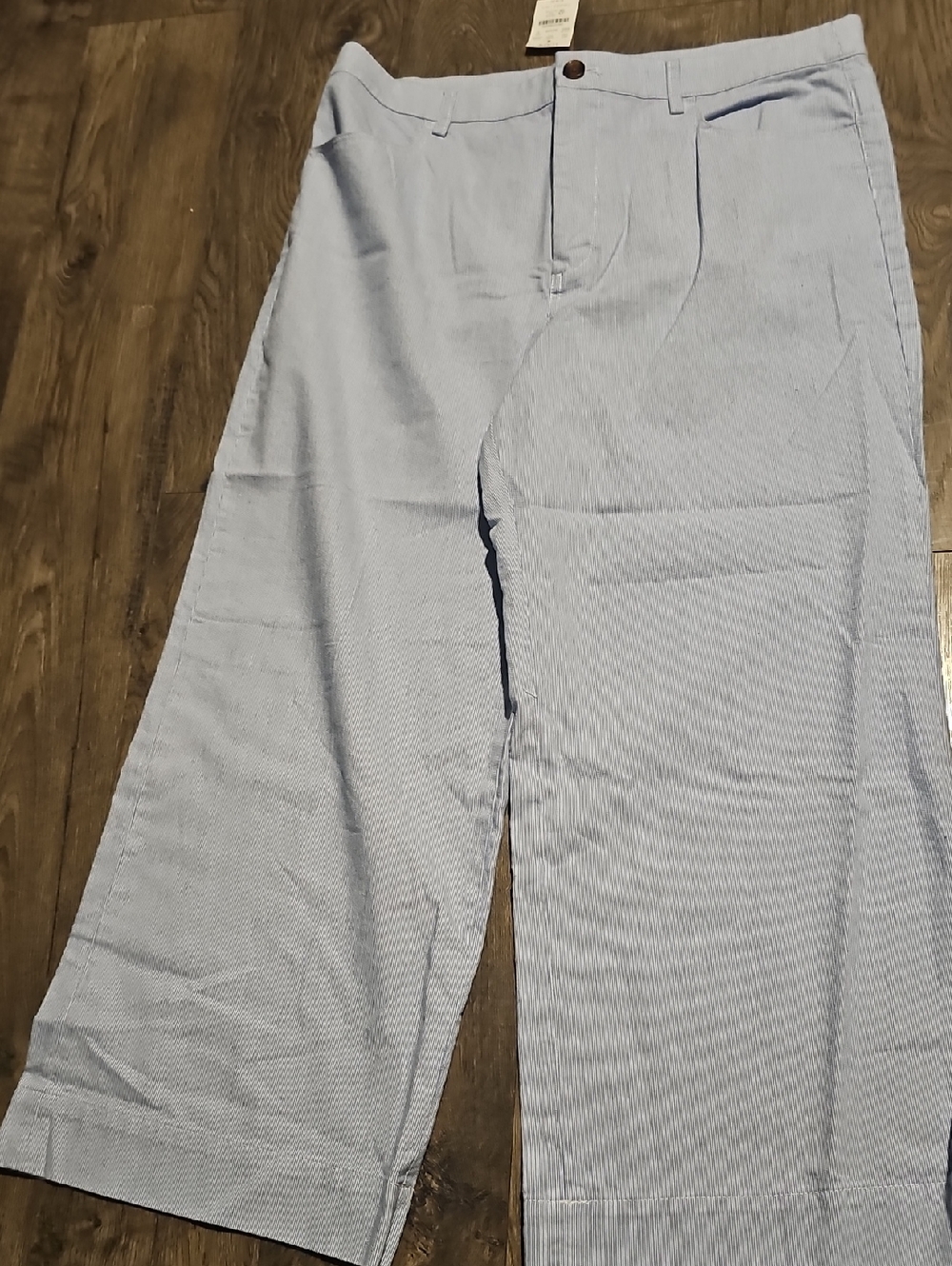 NWT J. Crew Light Blue White Stripe Chinos baggy Waist 31 Casual
